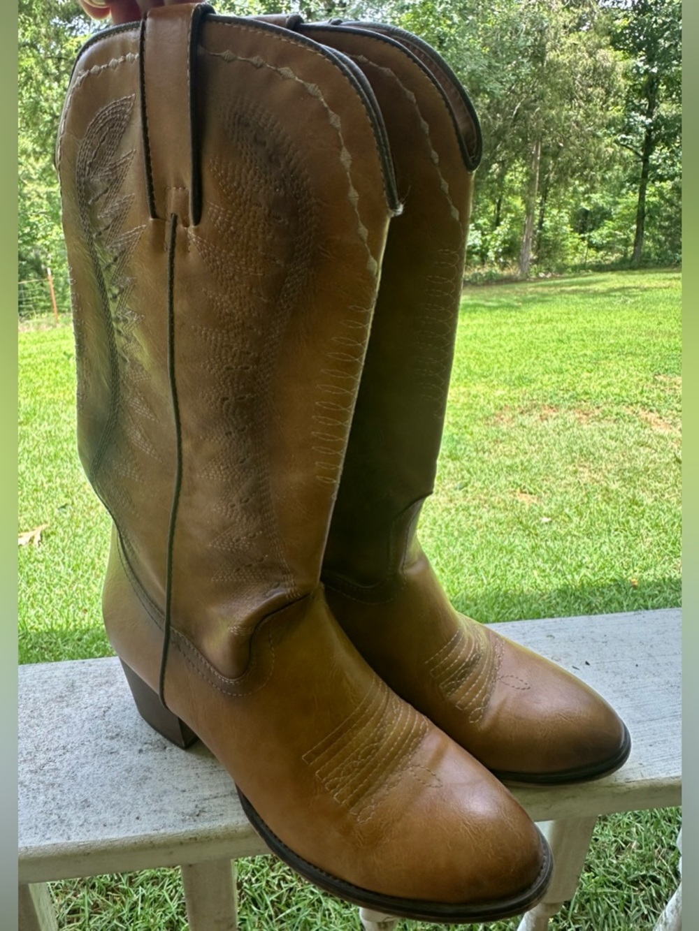 Western Girl Tan Brown Leather Boots